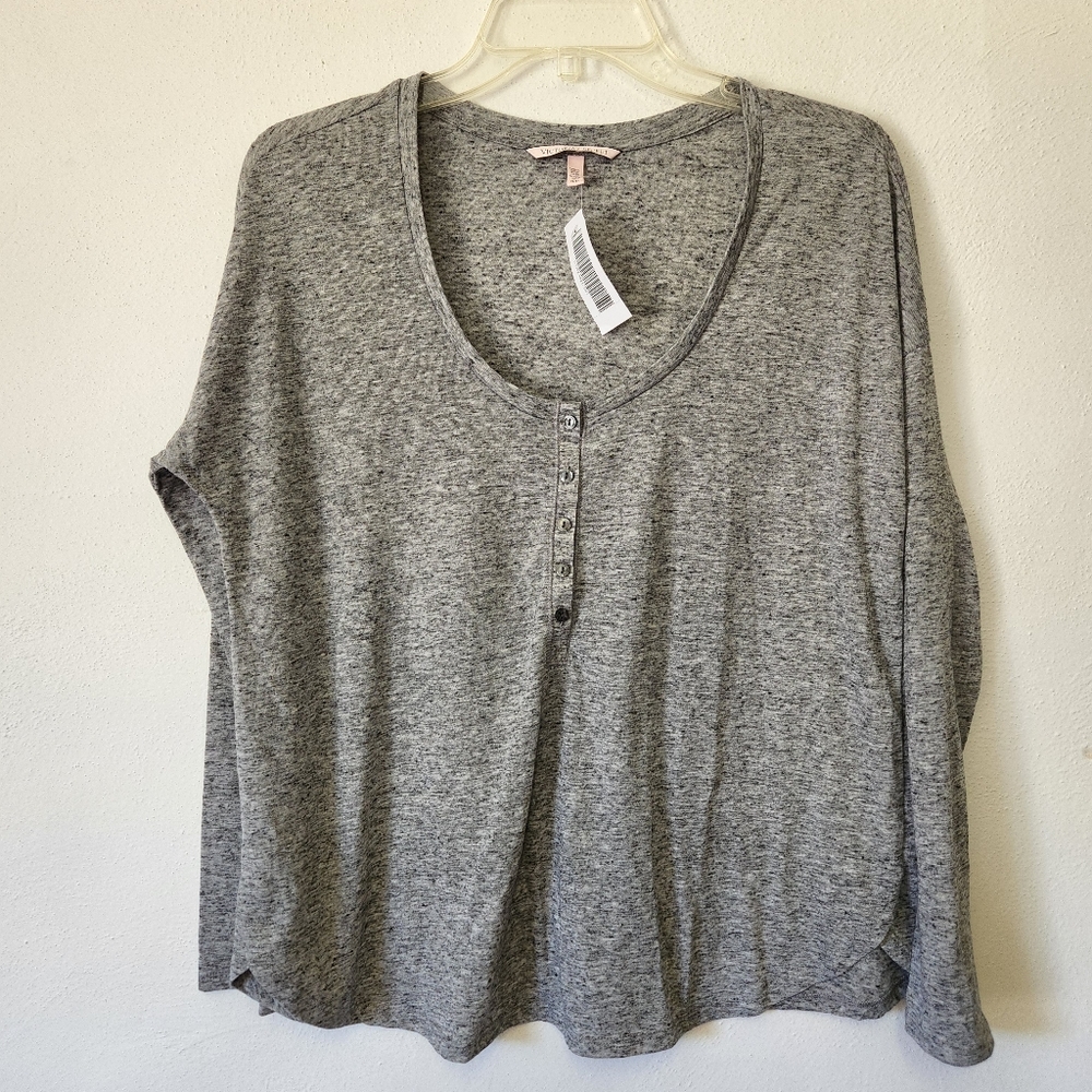 Victoria's Secret/ Gray Cropped Henley Top